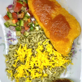 Arròs amb Herbes i “Peix” (Polo Mahi)