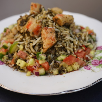 Arròs amb Herbes i Vegambas (Meygoo Polo)